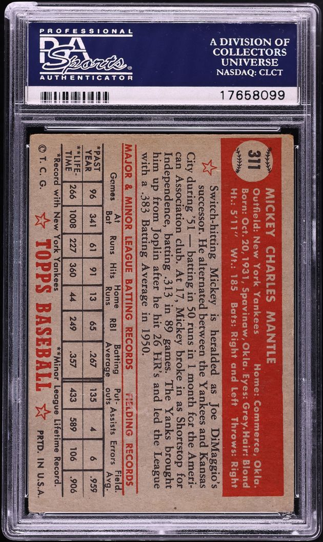 1952 Topps Mickey Mantle #311 PSA 4 VGEX