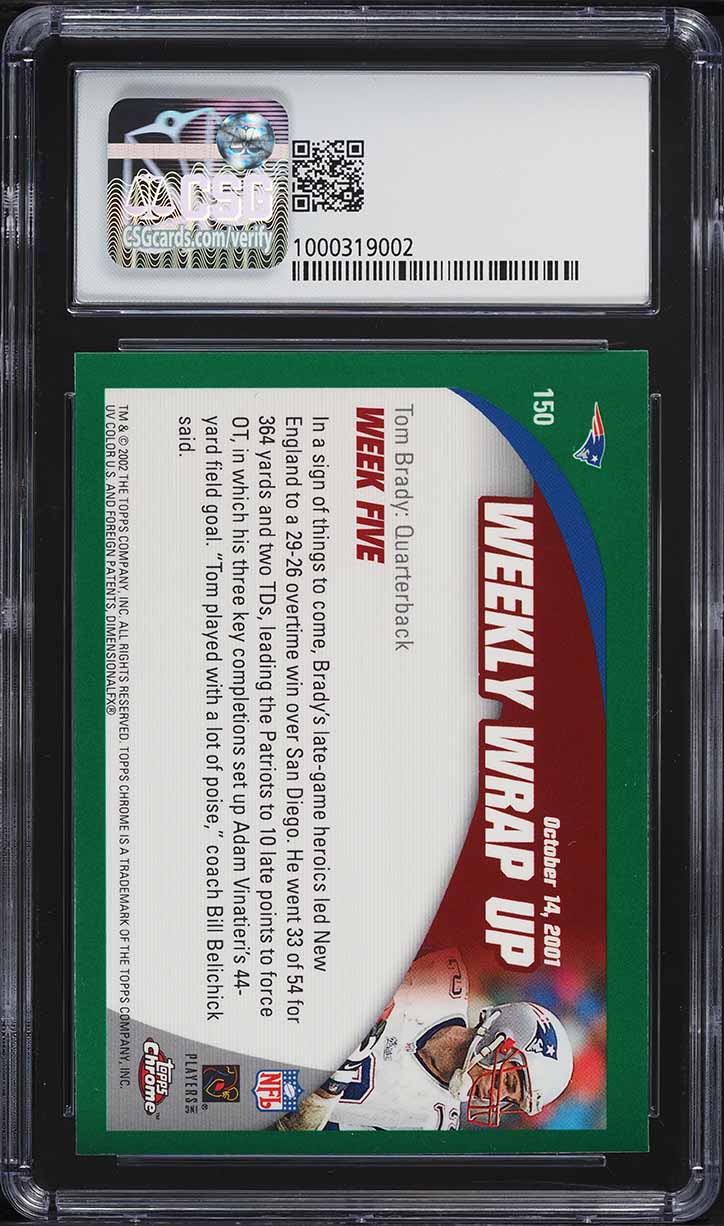 2002 Topps Chrome Tom Brady #150 CSG 8.5 NM-MT+