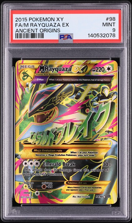 2015 Pokemon XY Ancient Origins Alt Art M Rayquaza EX #98 PSA 9 MINT