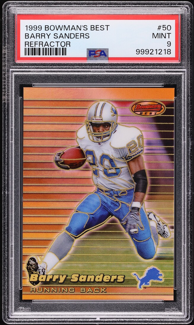 1999 Bowman's Best Refractor Barry Sanders /400 #50 PSA 9 MINT