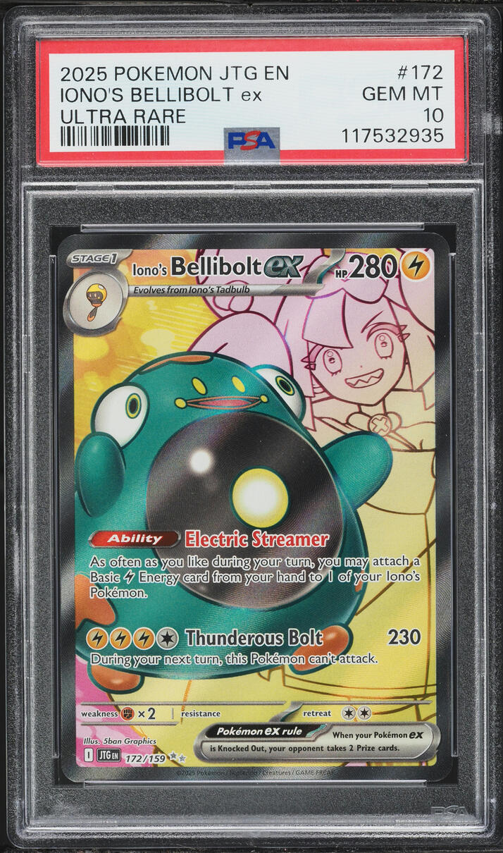 2025 Pokemon SV Journey Together Full Art Iono's Bellibolt ex #172 PSA 10 GEM