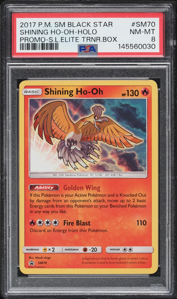 2017 Pokemon Sun & Moon Black Star Promo Legends ETB Holo Shining Ho-Oh #SM70 PSA 8 NM-MT