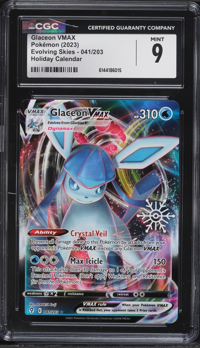 2023 Pokemon SWSH Evolving Skies Holiday Callendar Full Art Glaceon VMAX #41 CGC 9 MINT