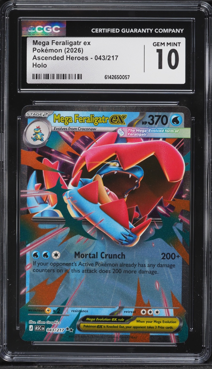 2026 Pokemon Mega Evolution Ascended Heroes Holo Mega Feraligatr ex #43 CGC 10 GEM MINT