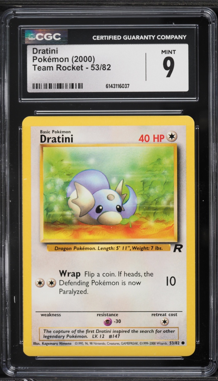 2000 Pokemon Team Rocket Dratini #53 CGC 9 MINT