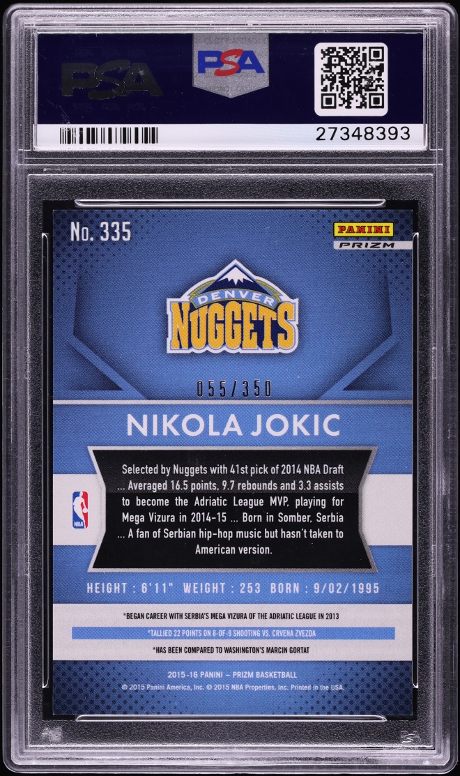 2015 Panini Prizm Ruby Wave Nikola Jokic ROOKIE /350 #335 PSA 10 GEM MINT