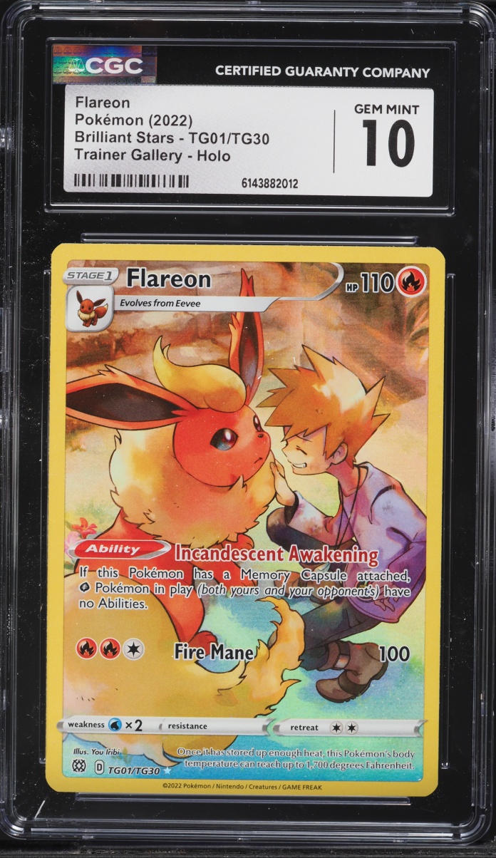2022 Pokemon Sword & Shield Brilliant Stars CHR Flareon #TG01 CGC 10 GEM MINT
