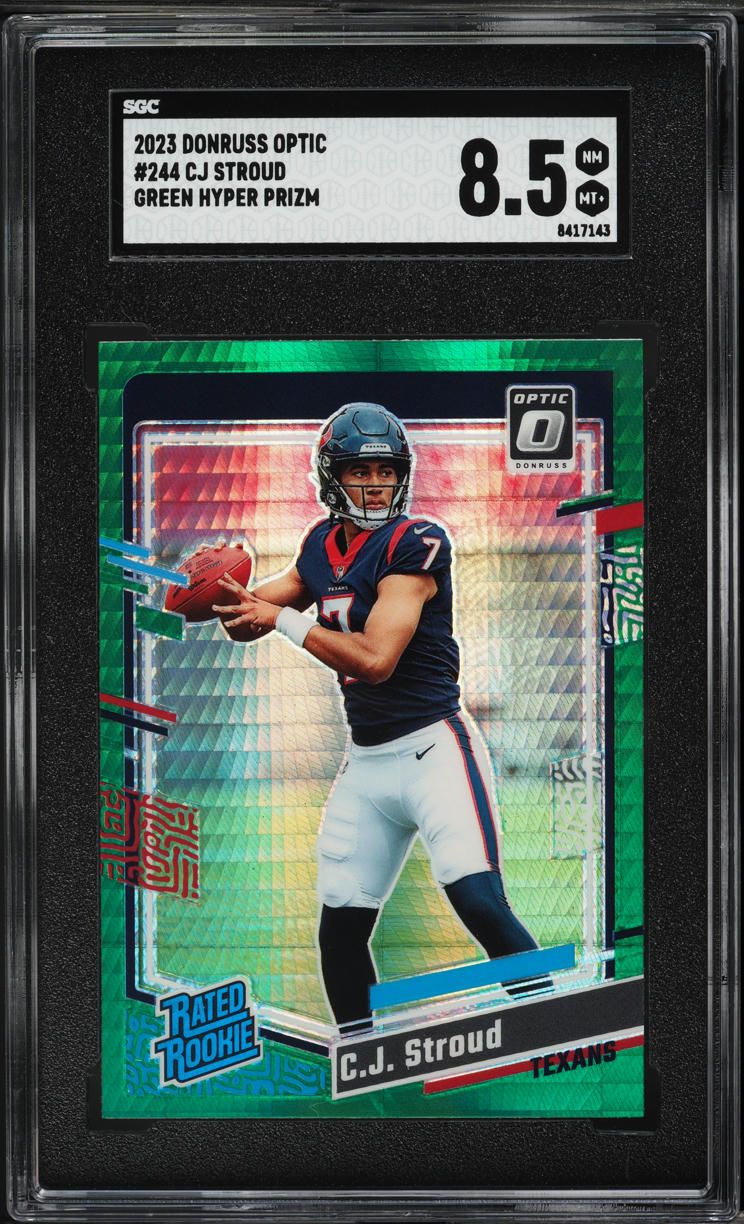 2023 Donruss Optic Green Hyper Prizm C.J. Stroud ROOKIE #244 SGC 8.5 NM-MT+