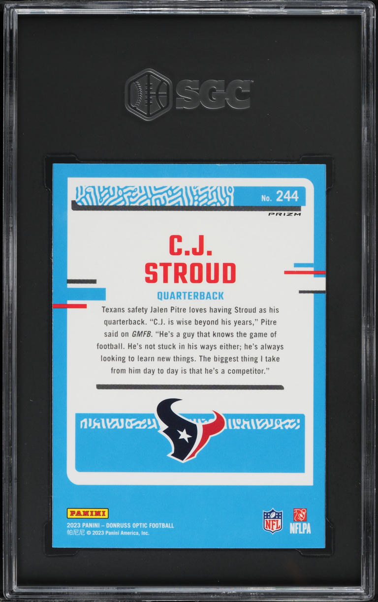 2023 Donruss Optic Green Hyper Prizm C.J. Stroud ROOKIE #244 SGC 8.5 NM-MT+