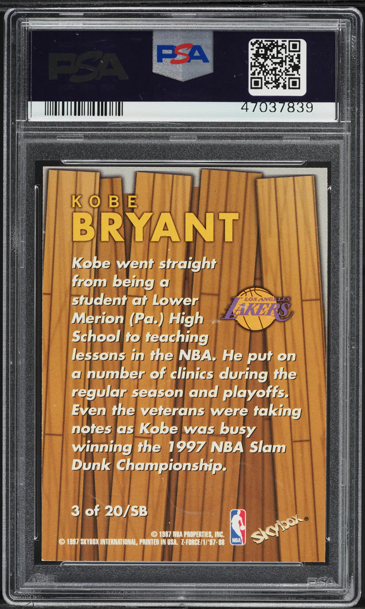 1997 Skybox Z-Force Super Boss Kobe Bryant #3 PSA 8 NM-MT