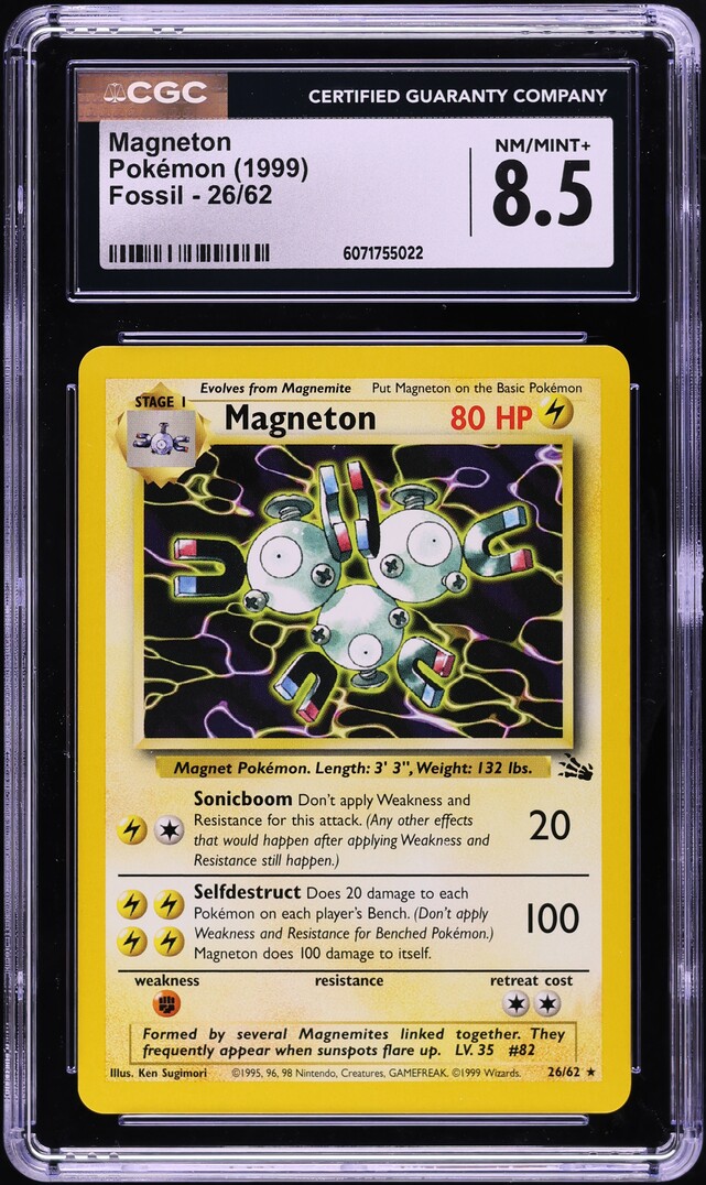 1999 Pokemon Fossil Magneton #26 CGC 8.5 NM-MT+