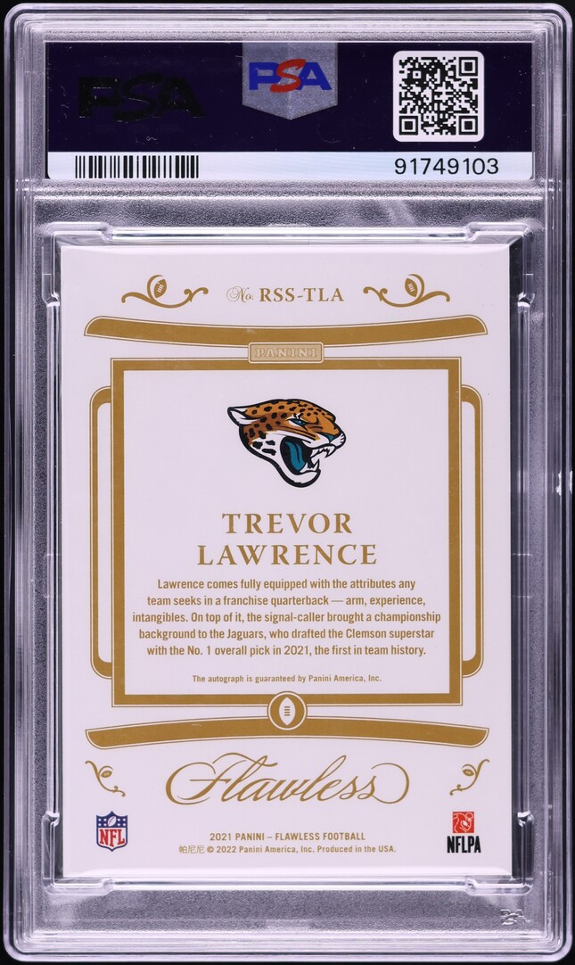 2021 Panini Flawless Shadow Silver Trevor Lawrence ROOKIE AUTO /15 PSA 10 GEM