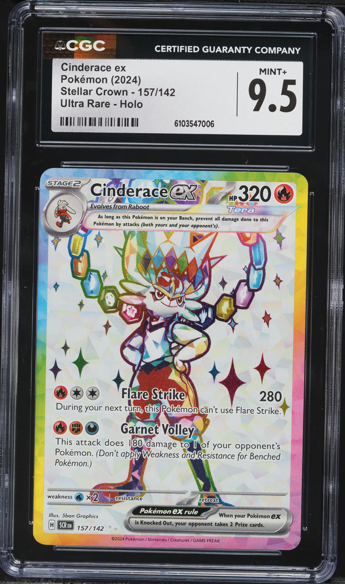 2024 Pokemon Scarlet & Violet Stellar Crown Full Art Cinderace ex #157 CGC 9.5 MINT+