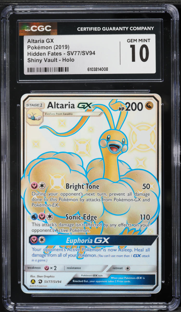 2019 Pokemon Sun & Moon Hidden Fates Vault Full Art Shiny Altaria GX #SV77 CGC 10 GEM MINT