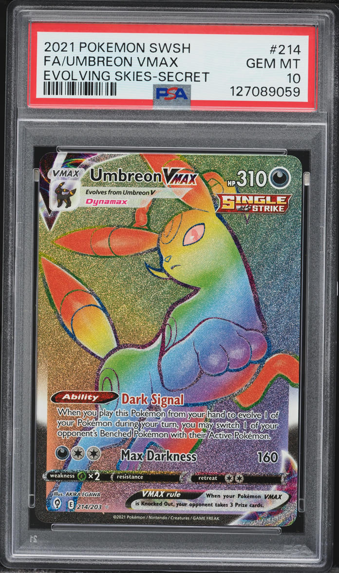 2021 Pokemon Sword & Shield Evolving Skies Rainbow Rare Umbreon VMAX #214 PSA 10 GEM MINT