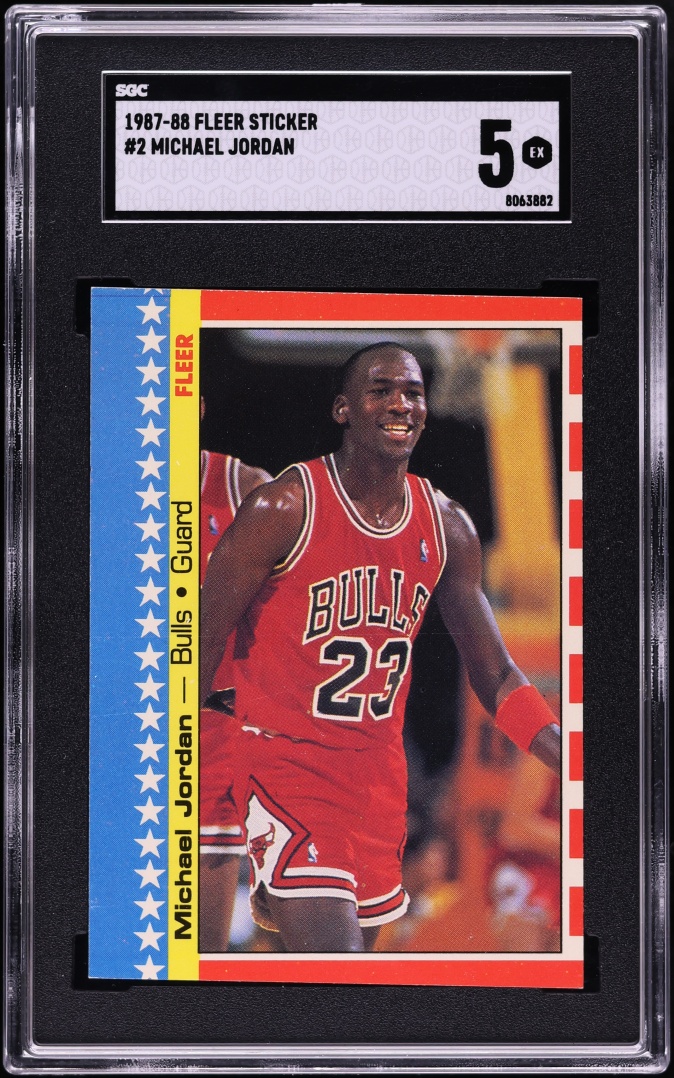 1987 Fleer Sticker Michael Jordan #2 SGC 5 EX