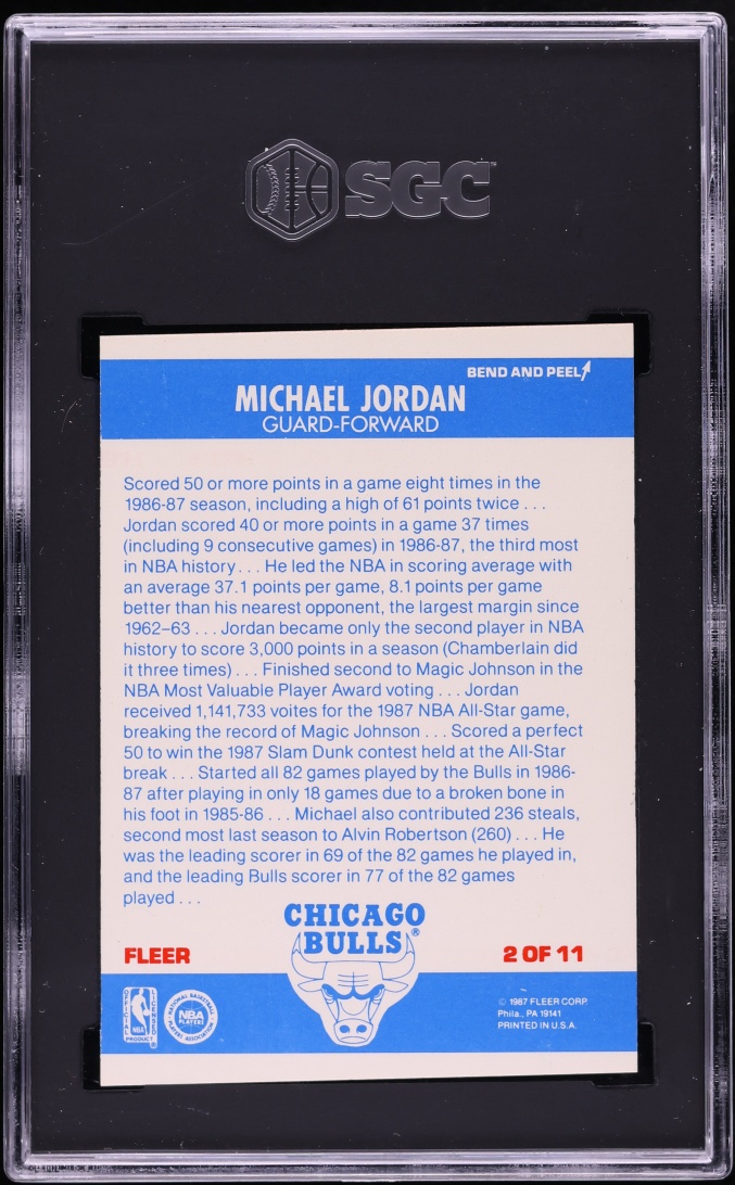1987 Fleer Sticker Michael Jordan #2 SGC 5 EX