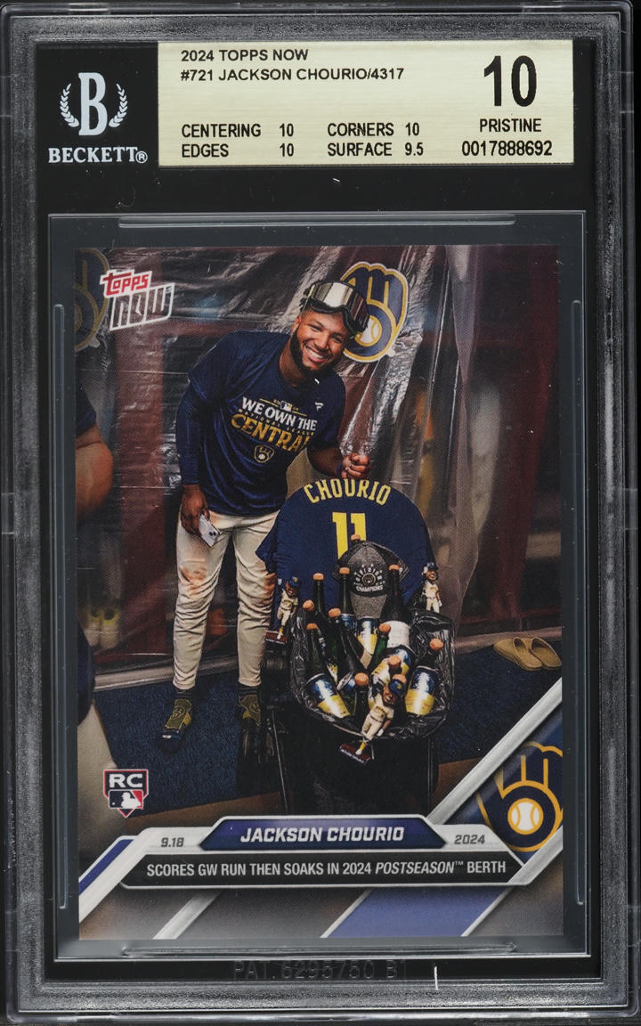 2024 Topps Now Jackson Chourio ROOKIE #721 BGS 10 PRISTINE on Fanatics ...