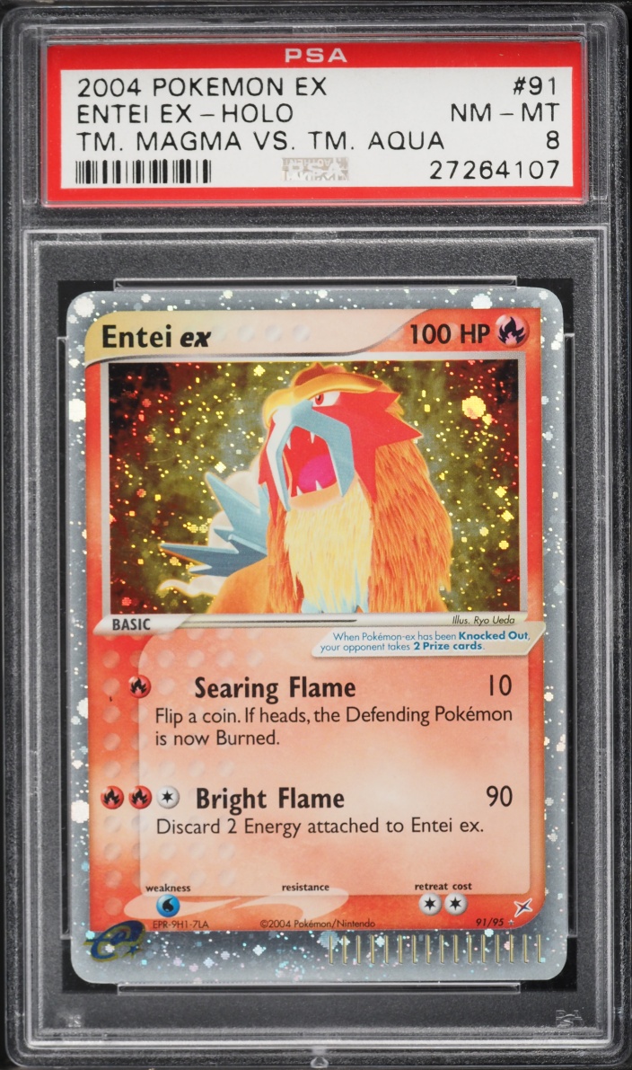 2004 Pokemon EX Team Magma Vs Aqua Holo Entei ex #91 PSA 8 NM-MT