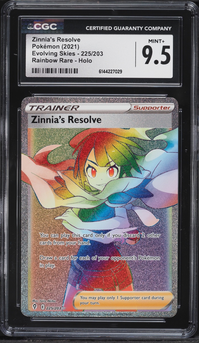 2021 Pokemon Sword & Shield Evolving Skies Rainbow Rare Zinnia's Resolve #225 CGC 9.5 MINT+