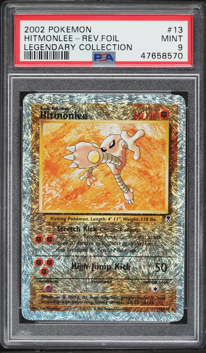 2002 Pokemon Legendary Collection Reverse Holo Hitmonlee #13 PSA 9 MINT