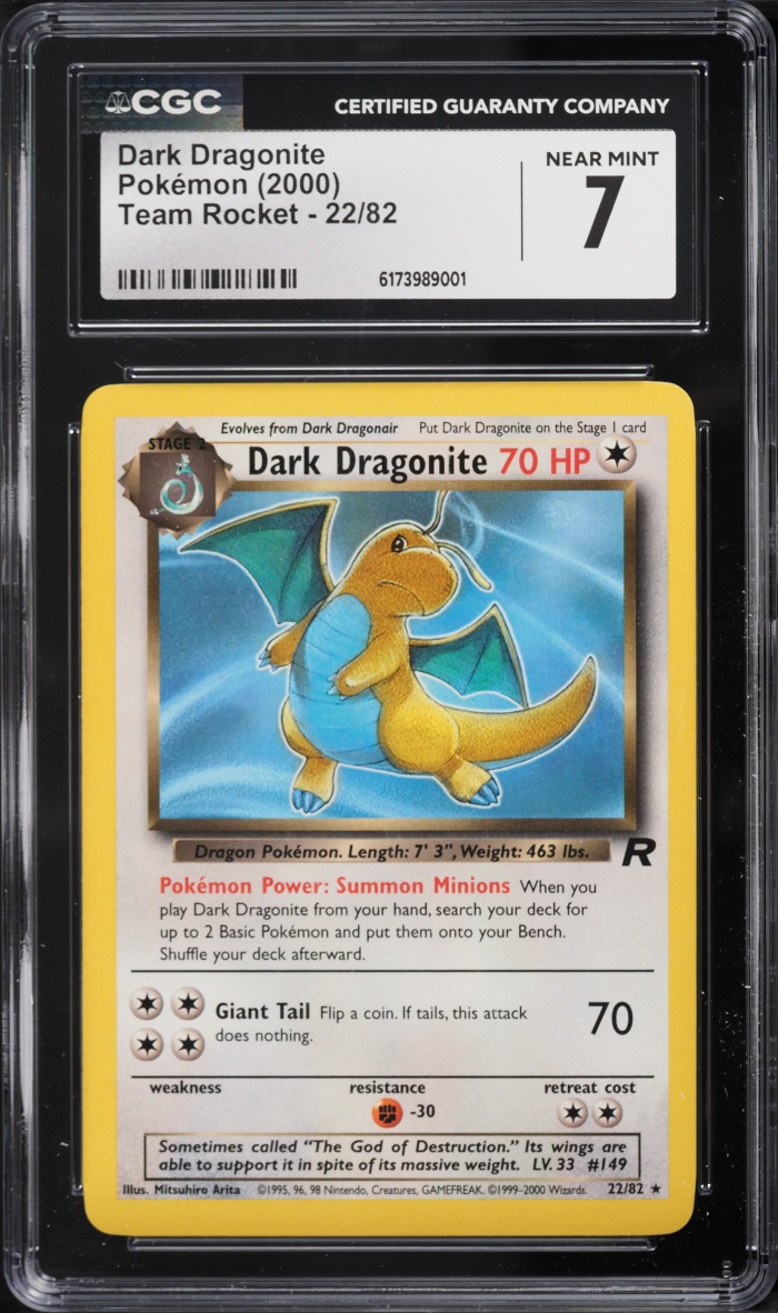2000 Pokemon Team Rocket Dark Dragonite #22 CGC 7 NRMT