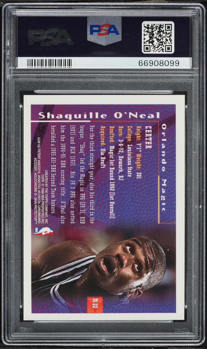 1995 Finest Mystery Borderless Gold Refractor Shaquille O'Neal #M22 PSA 9 MINT