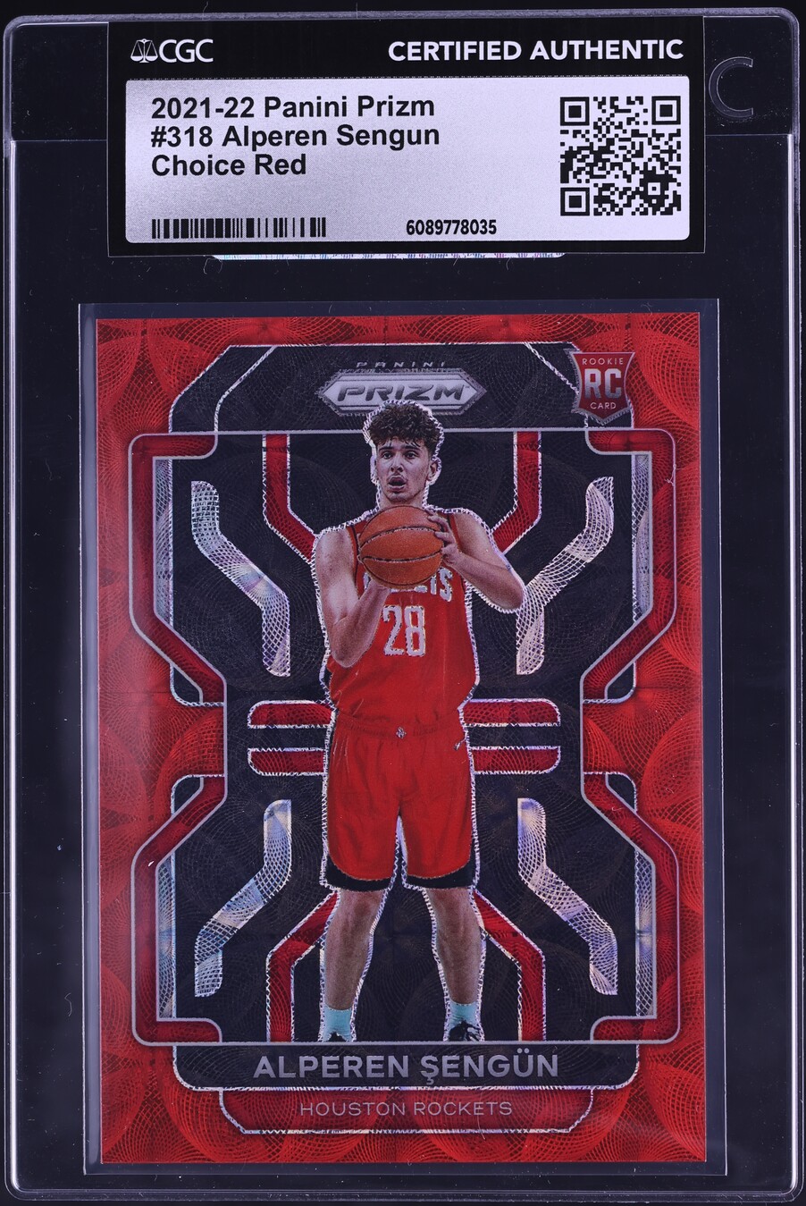 2021 Panini Prizm Choice Red Alperen Sengun ROOKIE /88 #318 CGC AUTH