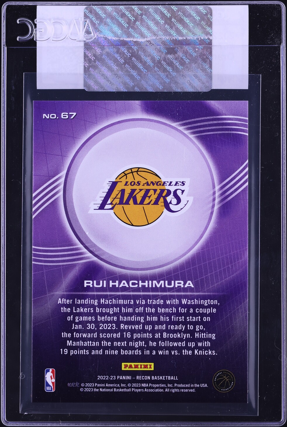 2022 Panini Recon Orange FOTL Rui Hachimura /17 #67 CGC AUTH