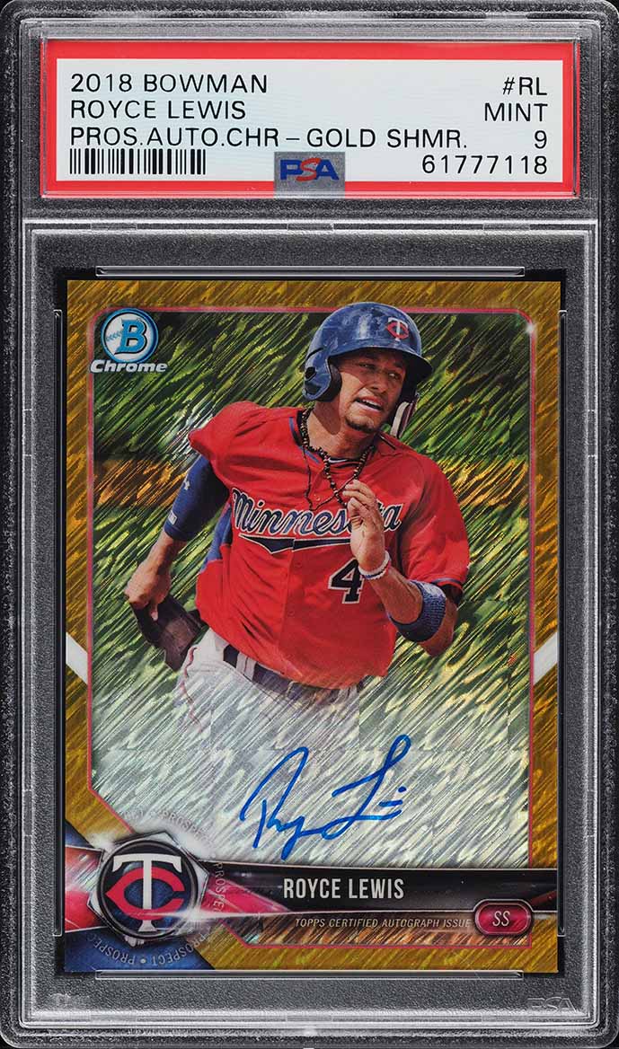2018 Bowman Chrome Gold Shimmer Royce Lewis ROOKIE AUTO /50 #RL PSA 9 ...