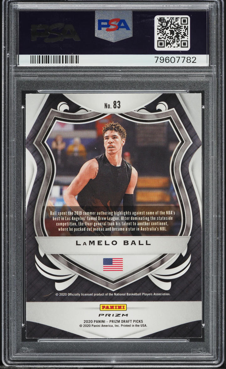 2020 Panini Prizm Draft Picks Red White Blue LaMelo Ball ROOKIE #83 PSA 10 GEM