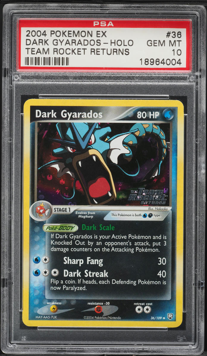 2004 Pokemon EX Team Rocket Returns Holo Dark Gyarados #36 PSA 10 GEM MINT