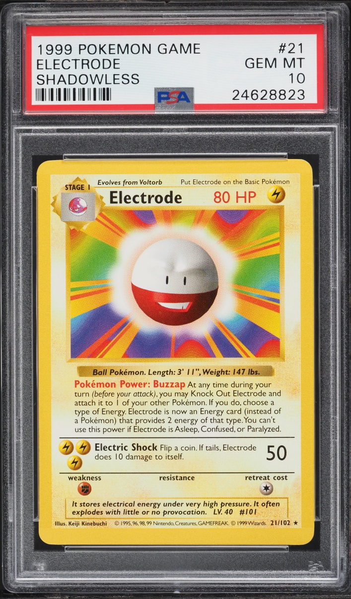 1999 Pokemon Base Set Shadowless Electrode #21 PSA 10 GEM MINT