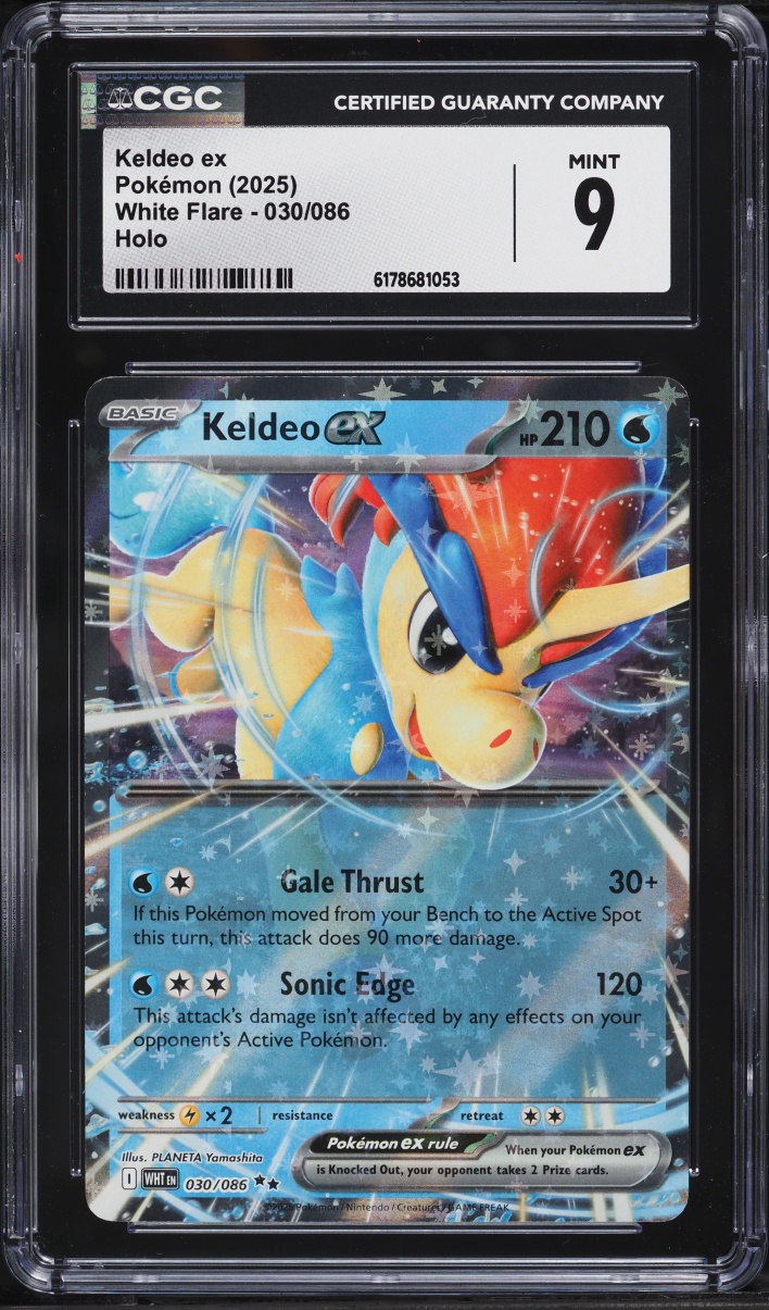 2025 Pokemon Scarlet & Violet White Flare Holo Keldeo EX #30 CGC 9 MINT