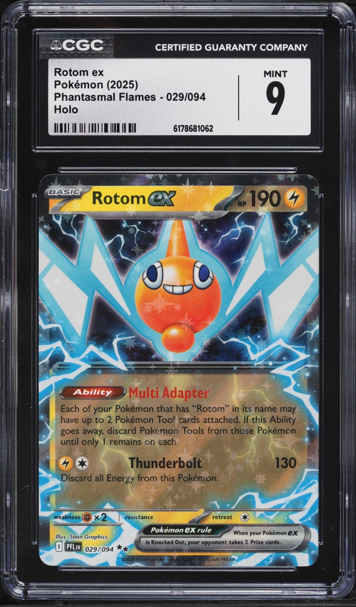 2025 Pokemon Mega Evolution Phantasmal Flames Holo Rotom EX #29 CGC 9 MINT