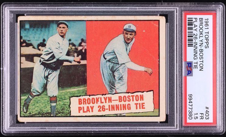 1961 Topps Brooklyn & Boston Play 26 Inning Tie #403 PSA 1.5 FR
