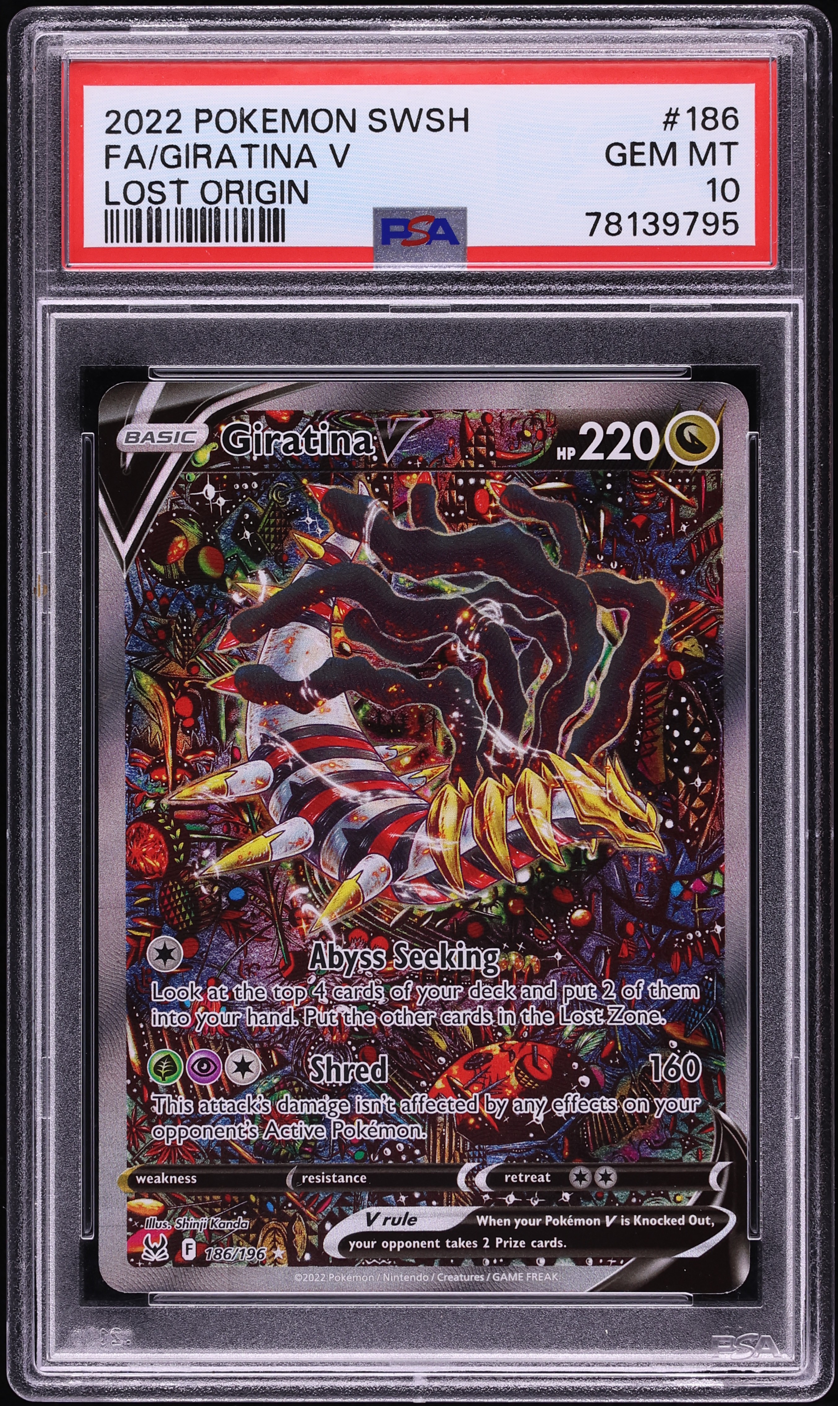 2022 Pokemon Sword & Shield Lost Origin Alt Art Giratina V #186 PSA 10 GEM MINT