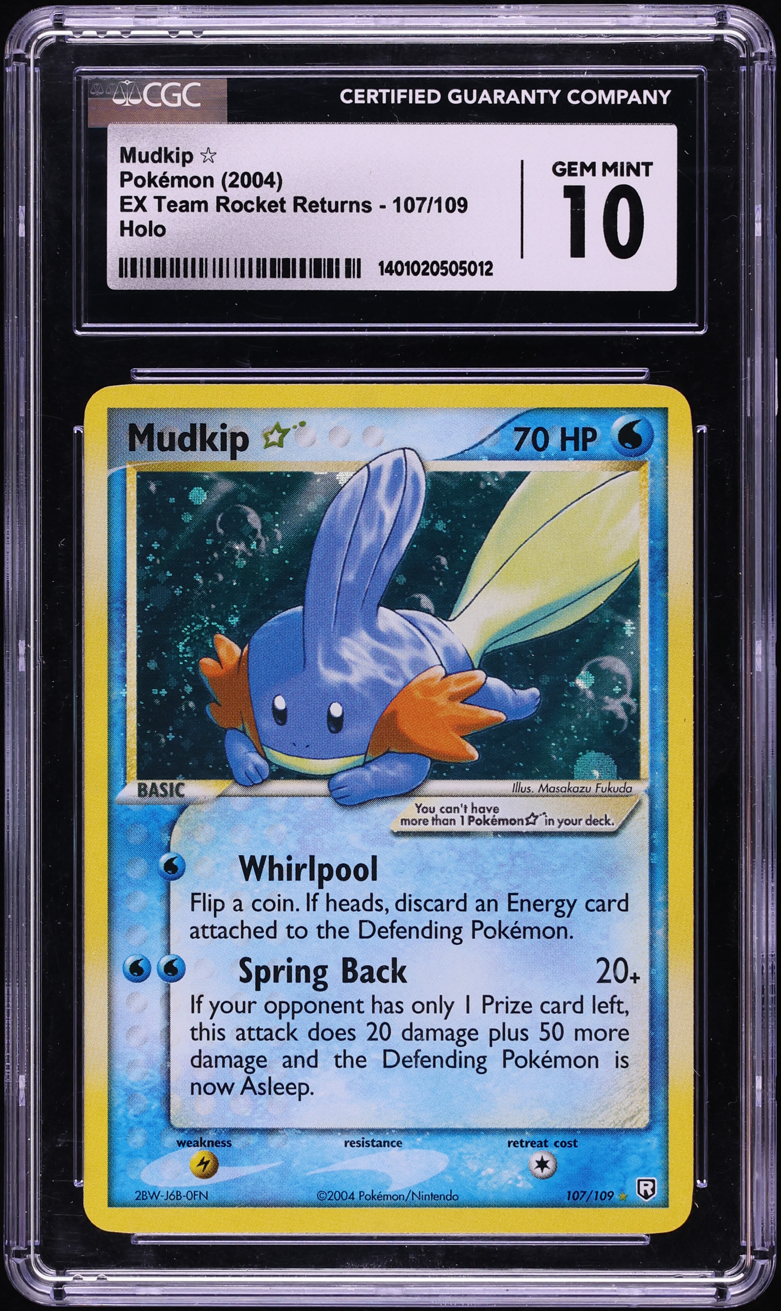 2004 Pokemon EX Team Rocket Returns Holo Mudkip Gold Star #107 CGC 10 GEM MINT