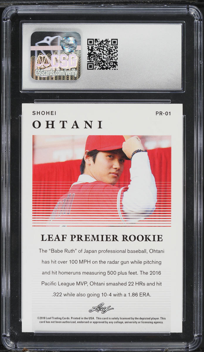 2018 Leaf Premier Shohei Ohtani ROOKIE #PR-01 CSG 10 GEM MINT