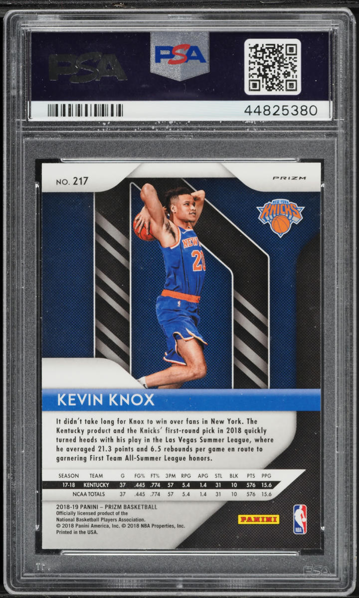 2018 Panini Prizm Silver Kevin Knox ROOKIE #217 PSA 10 GEM MINT