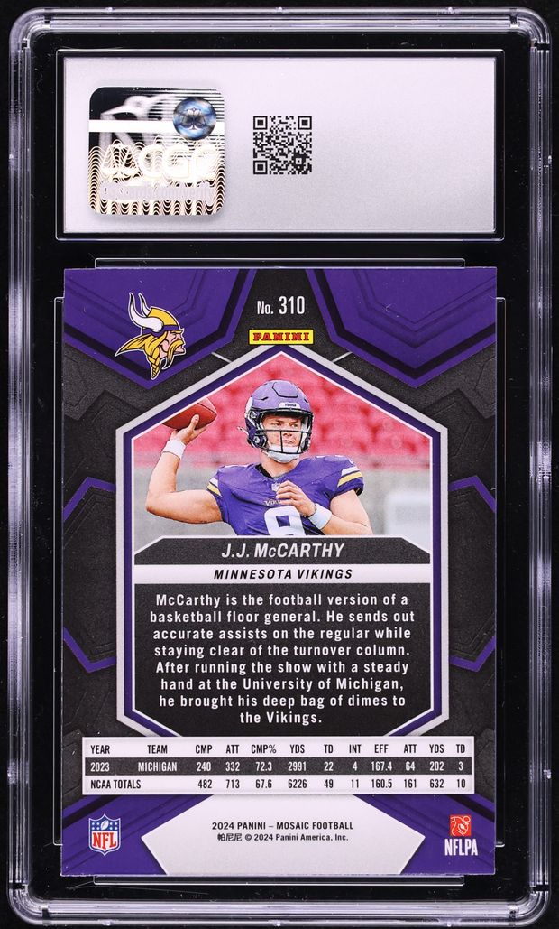 2024 Panini Mosaic J.J. McCarthy ROOKIE #310 CGC 8.5 NM-MT+
