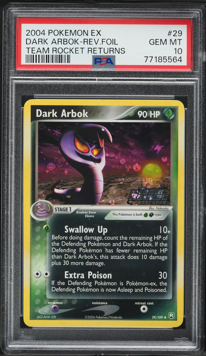 2004 Pokemon EX Team Rocket Returns Dark Reverse Holo Arbok #29 PSA 10 GEM MINT