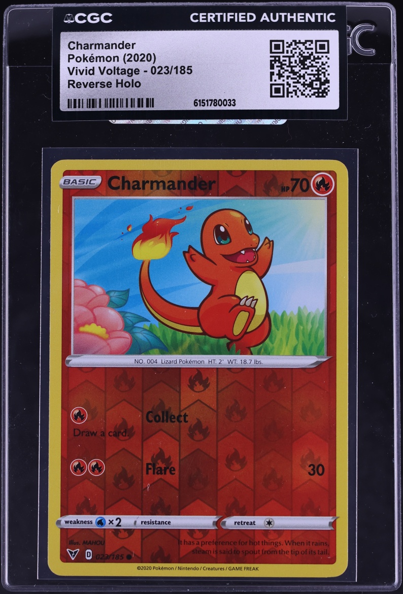 2020 Pokemon Sword & Shield Vivid Voltage Reverse Holo Charmander #23 CGC AUTH