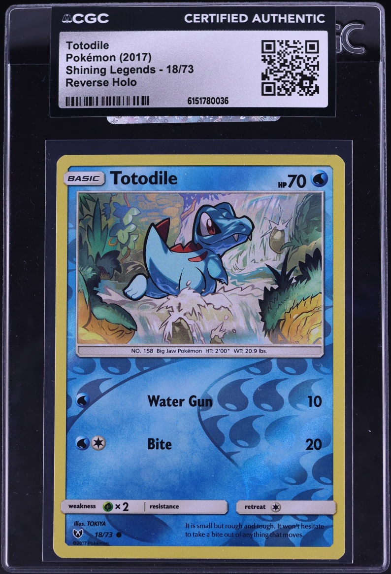 2017 Pokemon Shining Legends Reverse Holo Totodile #18 CGC AUTH