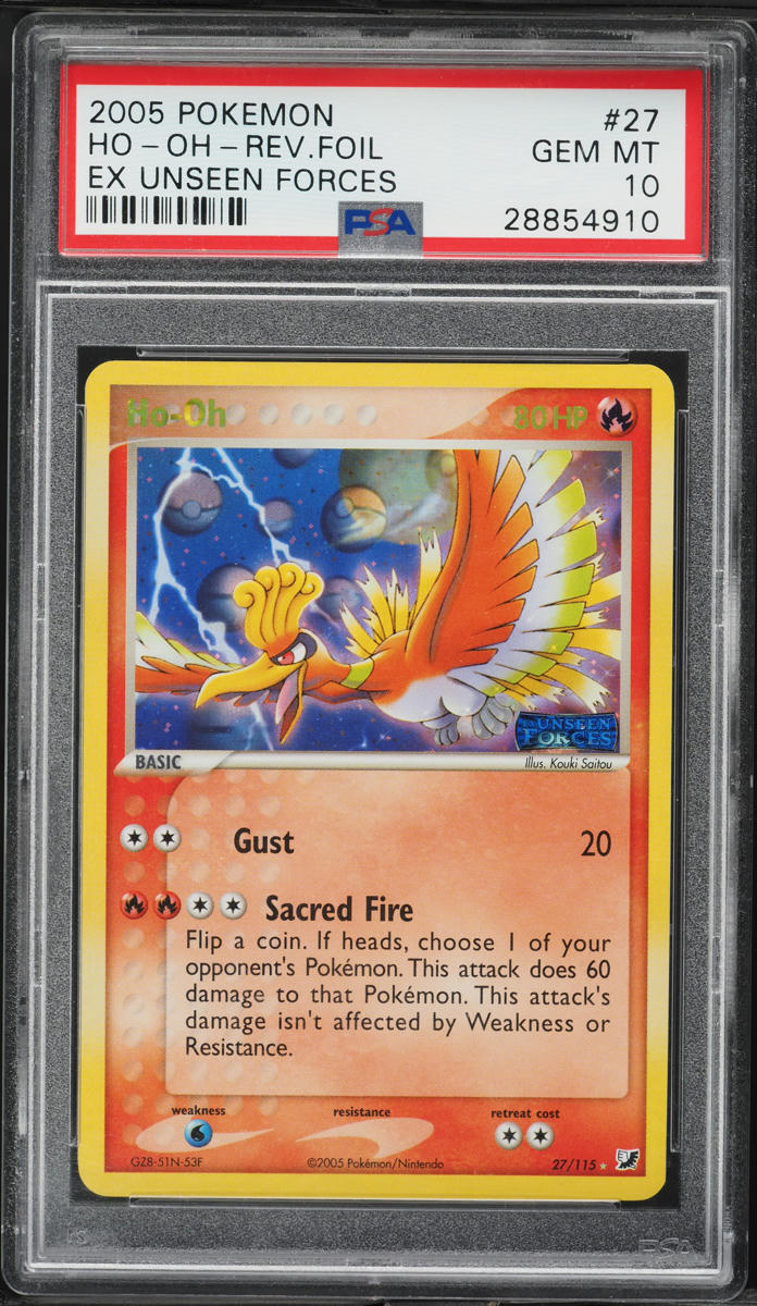 2005 Pokemon EX Unseen Forces Reverse Holo Ho-Oh #27 PSA 10 GEM MINT