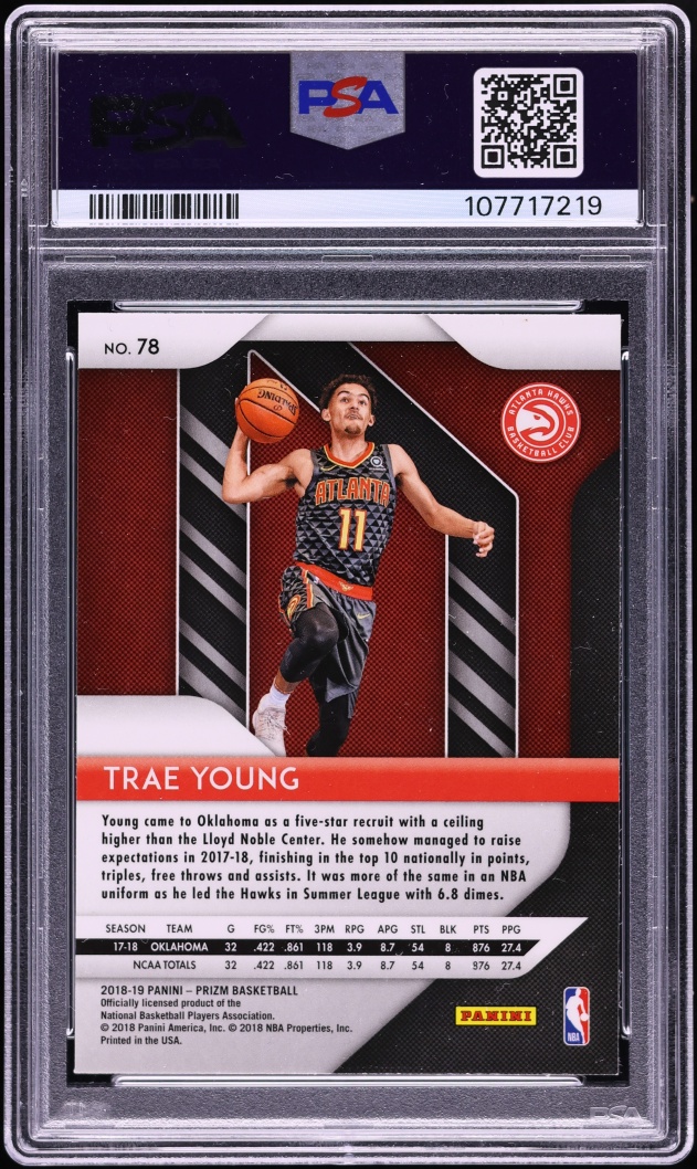 2018 Panini Prizm Trae Young ROOKIE #78 PSA 8 NM-MT