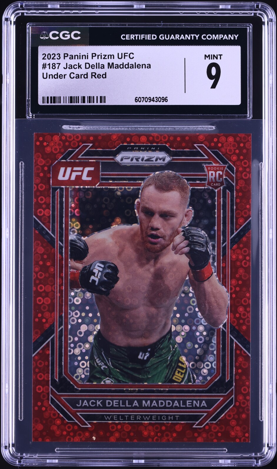 2023 Panini Prizm UFC Under Card Red Jack Della Maddalena ROOKIE /99 #187 CGC 9
