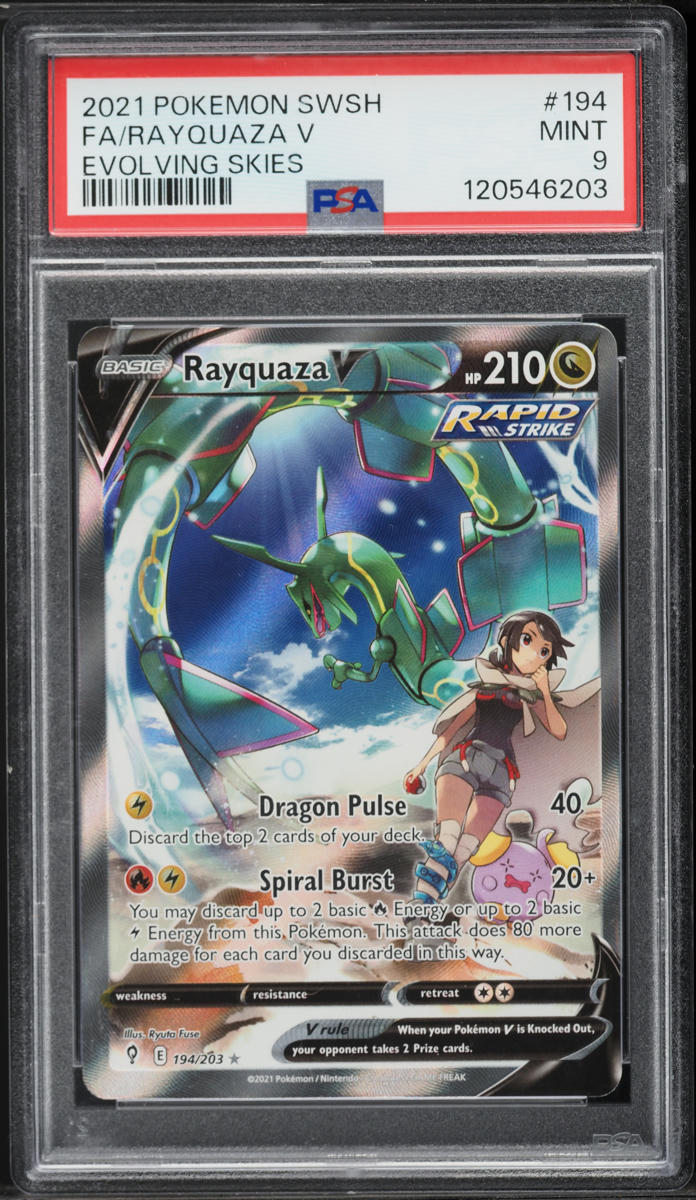 2021 Pokemon Sword & Shield Evolving Skies Full Art Rayquaza V #194 PSA 9 MINT