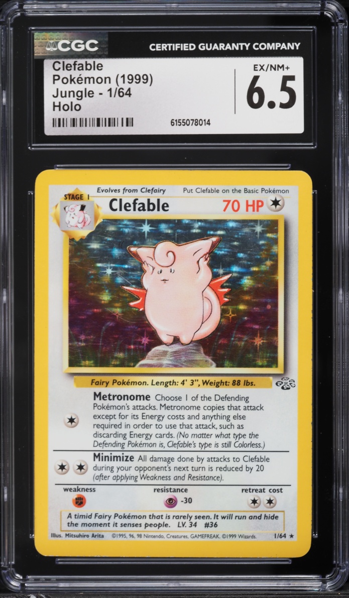 1999 Pokemon Jungle Holo Clefable #1 CGC 6.5 EXMT+