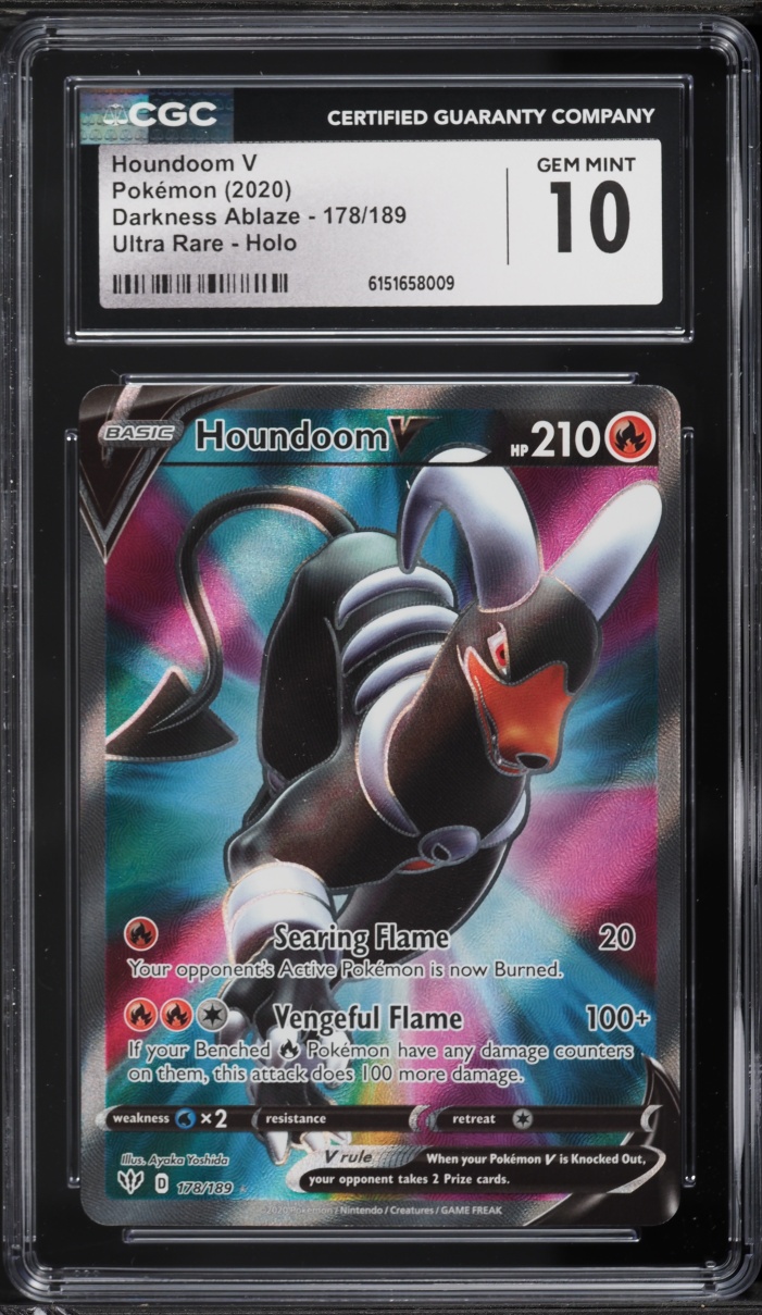 2020 Pokemon Sword & Shield Darkness Ablaze Full Art Houndoom V #178 CGC 10 GEM MINT